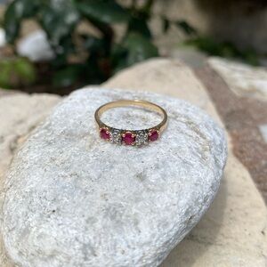 14 karat gold, ruby and diamond ring